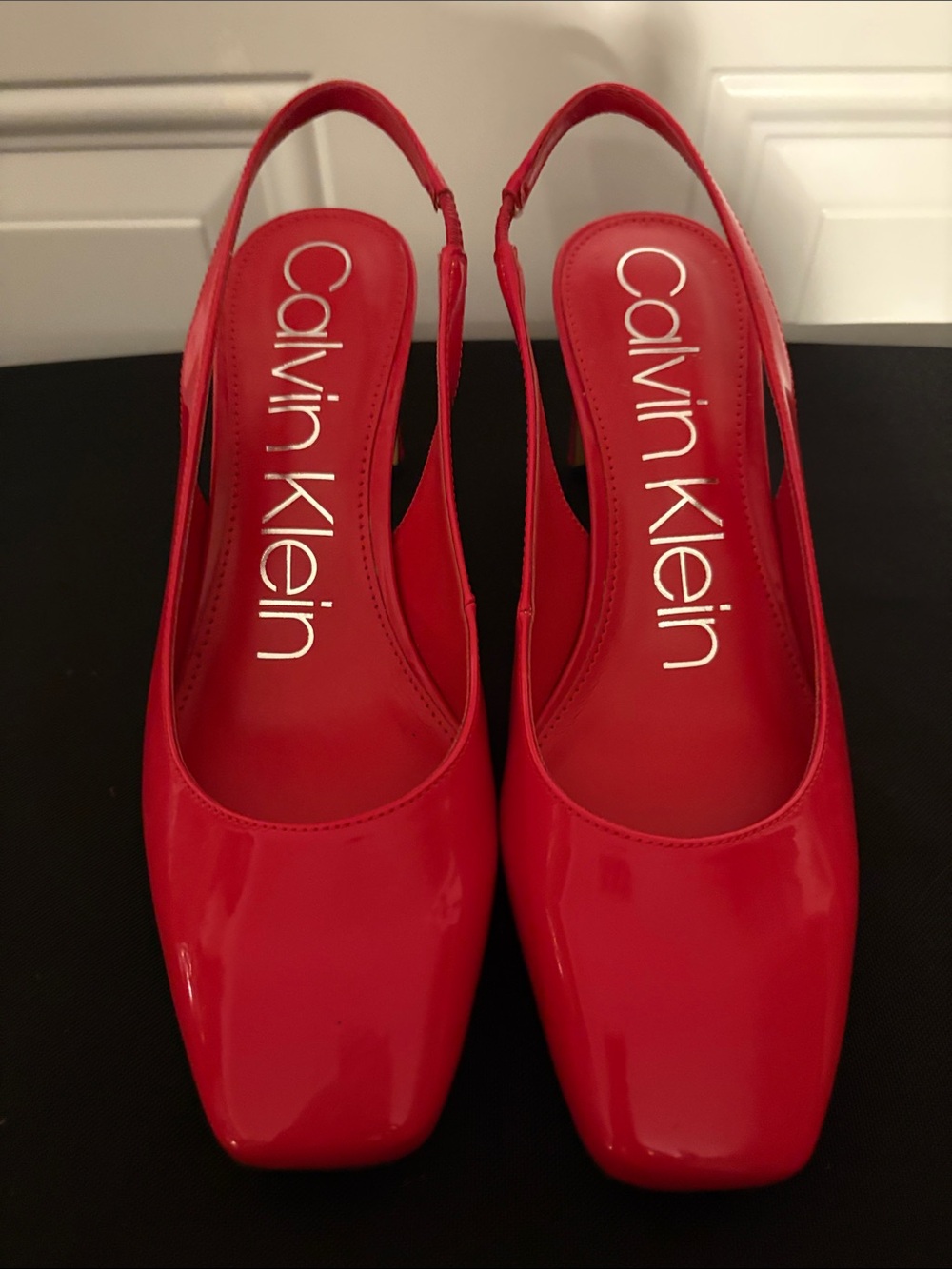 Calvin Klein Red Patent Slingback Heels